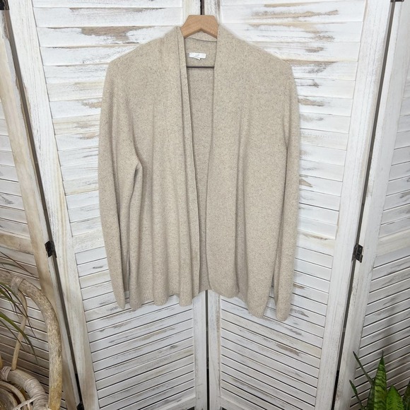 J. JILL Women's Confetti Knit Open Front Cardigan Sweater Oatmeal Silk Blend L - Picture 6 of 12